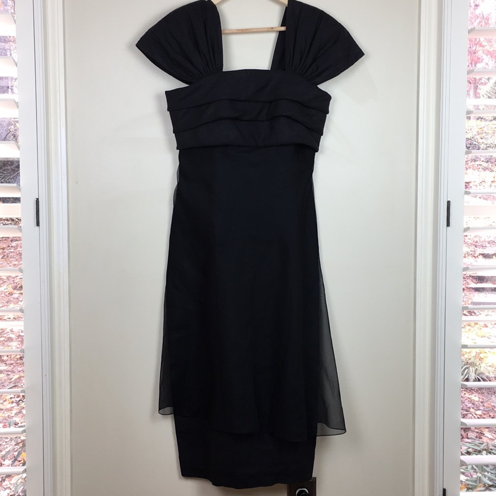 Vintage Ingrid Luhn black dress silk linen Sz 8
